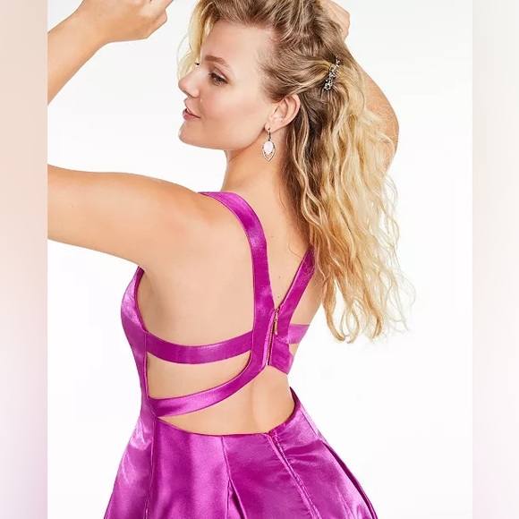 Pink Prom Dress Cage-Back Ballgown - Picture 4 of 11